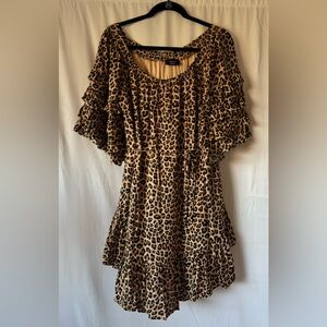 Leopard Ruffle Off The Shoulder Dress